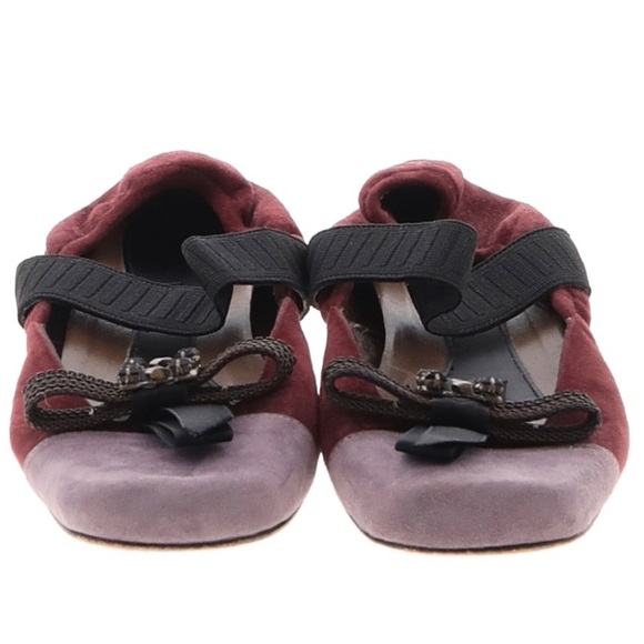 Marni Shoes - Marni ❤︎ Swarovski Crystal Mary Jane Bow Ballet Flats ❤︎ Plum + Lavender Suede